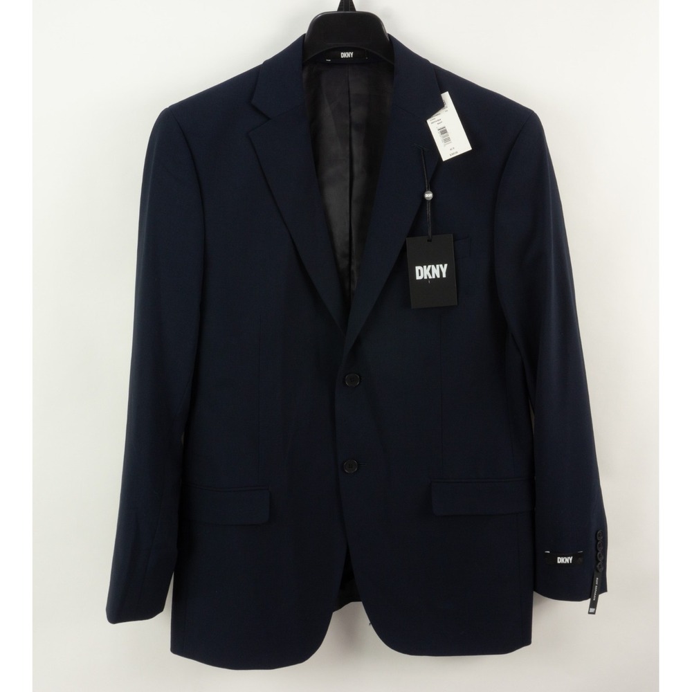 $360 DKNY Modern Fit Stretch Suit Jacket Men's 42R Navy Blue Performance Blazer